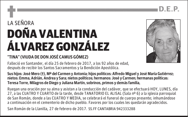 DOÑA VALENTINA ALVAREZ GONZÁLEZ