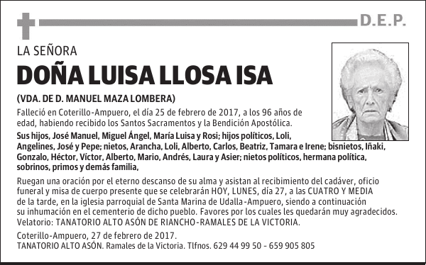 Dña. LUISA LLOSA ISA