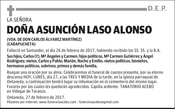 Dña. Asunción Laso Alonso