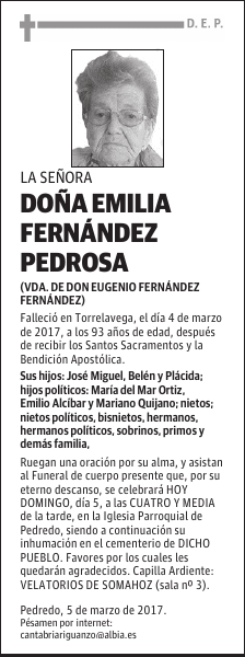 DOÑA EMILIA FERNÁNDEZ PEDROSA