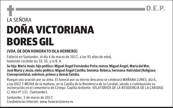 DOÑA VICTORIANA BORES GIL