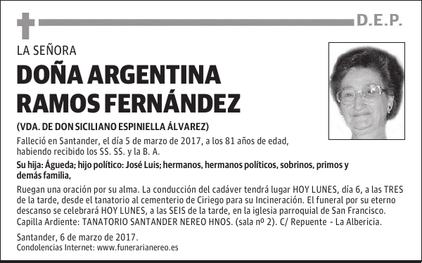 DOÑA ARGENTINA RAMOS FERNÁNDEZ