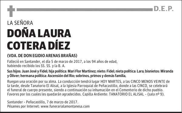 DOÑA LAURA COTERA DÍEZ