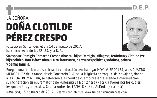 DOÑA CLOTILDE PÉREZ CRESPO