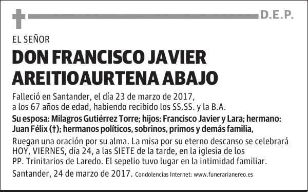 DON FRANCISCO JAVIER AREITIOAURTENA ABAJO