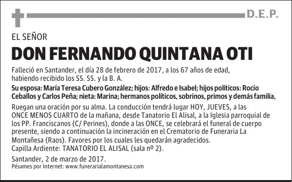 DON FERNANDO QUINTANA OTI