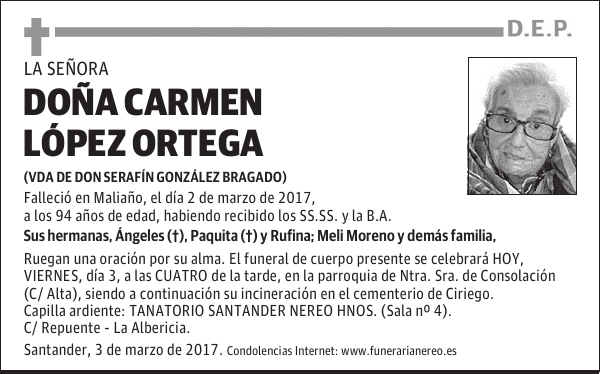 DOÑA CARMEN LOPEZ ORTEGA