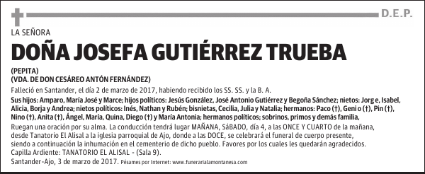 DOÑA JOSEFA GUTIÉRREZ TRUEBA