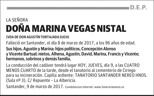 DOÑA MARINA VEGAS NISTAL