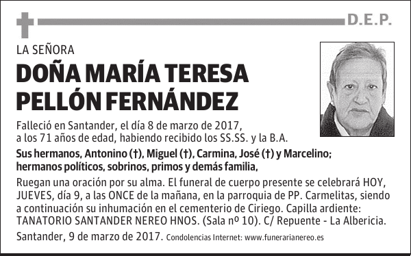 DOÑA MARIA TERESA PELLON FERNANDEZ