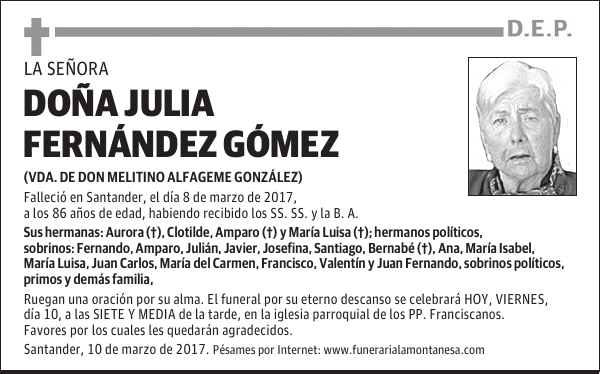 DOÑA JULIA FERNÁNDEZ GÓMEZ