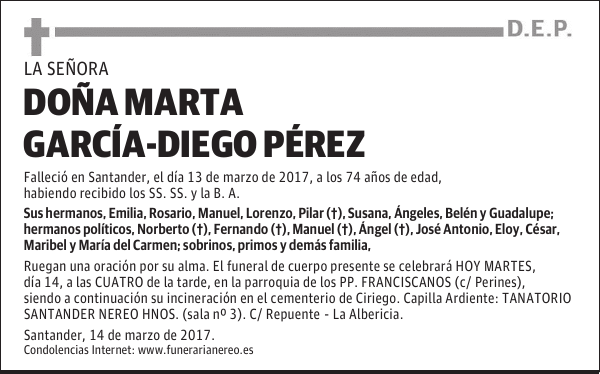 DOÑA MARTA GARCÍA-DIEGO PÉREZ