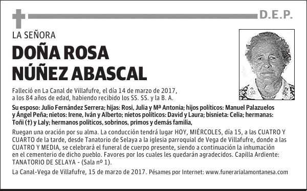 DOÑA ROSA NÚÑEZ ABASCAL