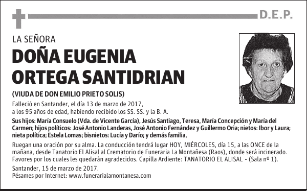 DOÑA EUGENIA ORTEGA SANTIDRIAN