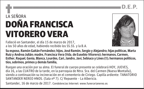 DOÑA FRANCISCA VITORERO VERA