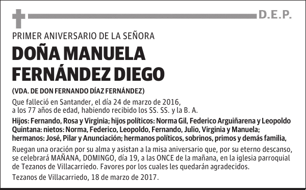 DOÑA MANUELA FERNÁNDEZ DIEGO