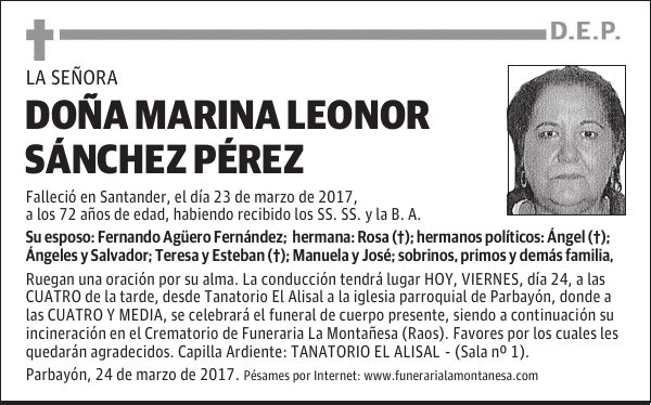 DOÑA MARINA LEONOR SANCHEZ PEREZ