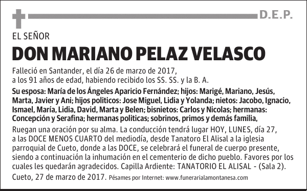DON MARIANO PELAZ VELASCO