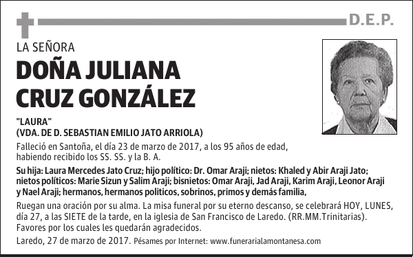 DOÑA JULIANA CRUZ GONZALEZ