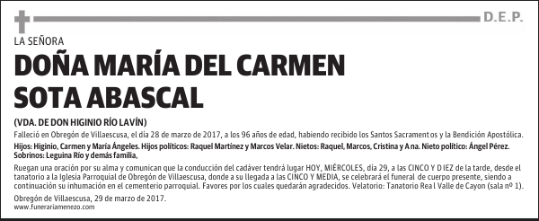 Doña María del Carmen Sota Abascal