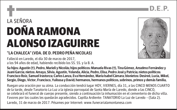DOÑA RAMONA ALONSO IZAGUIRRE