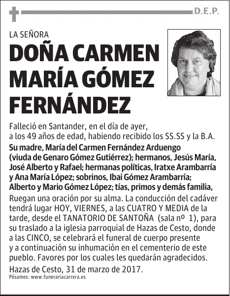 DOÑA CARMEN MARIA GOMEZ FERNANDEZ