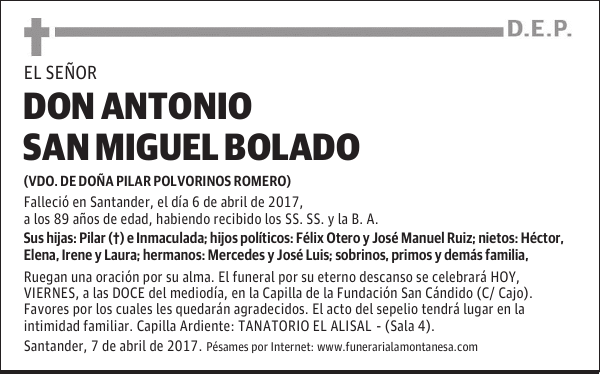 DON ANTONIO SAN MIGUEL BOLADO