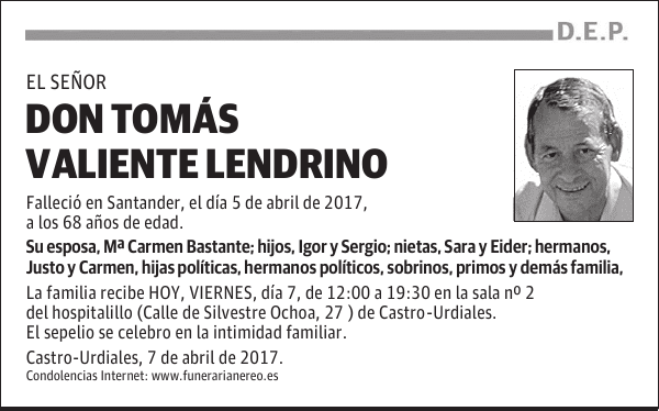 DON TOMAS VALIENTE LENDRINO