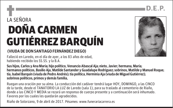 DOÑA CARMEN GUTIERREZ BARQUIN