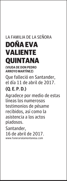 DOÑA EVA VALIENTE QUINTANA