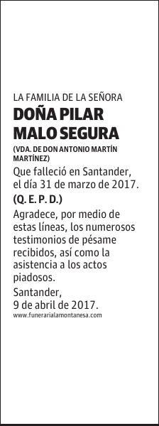 DOÑA PILAR MALO SEGURA