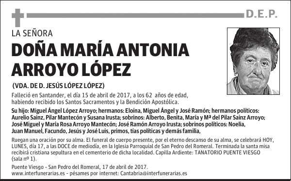 DOÑA. MARÍA ANTONIA ARROYO LÓPEZ