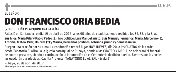 DON FRANCISCO ORIA BEDIA