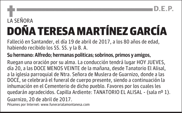 DOÑA TERESA MARTÍNEZ GARCÍA