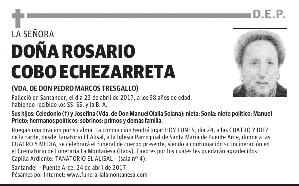 DOÑA ROSARIO COBO ECHEZARRETA