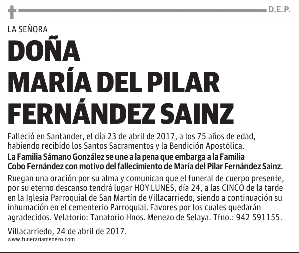 DOÑA MARÍA DEL PILAR FERNÁNDEZ SAINZ