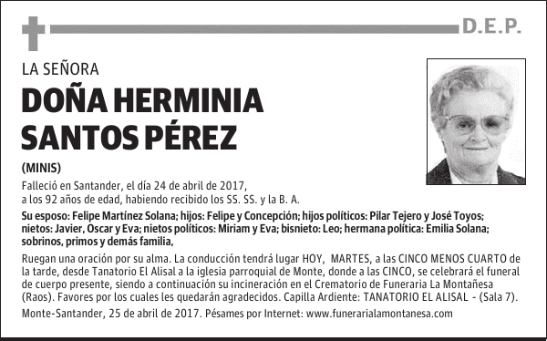 DOÑA HERMINIA SANTOS PÉREZ