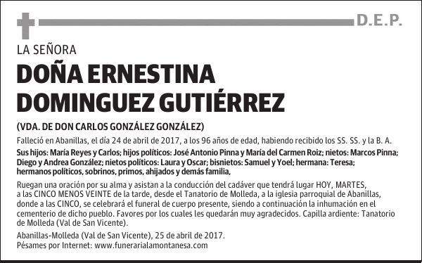 DOÑA ERNESTINA DOMINGUEZ GUTIÉRREZ