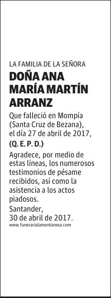 DOÑA ANA MARÍA MARTIN ARRANZ