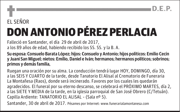 DON ANTONIO PÉREZ PERLACIA