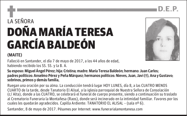 DOÑA MARÍA TERESA GARCÍA BALDEÓN