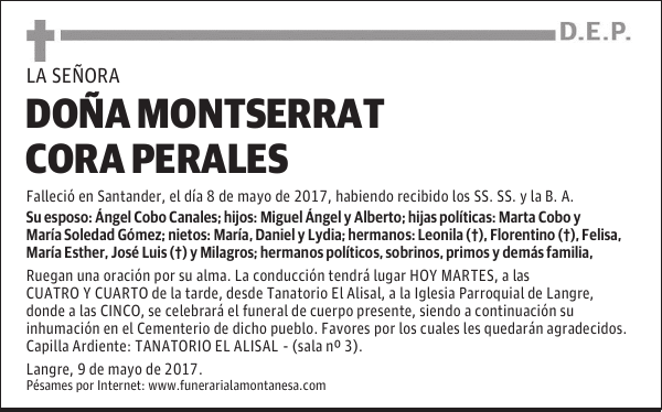 DOÑA MONTSERRAT CORA PERALES