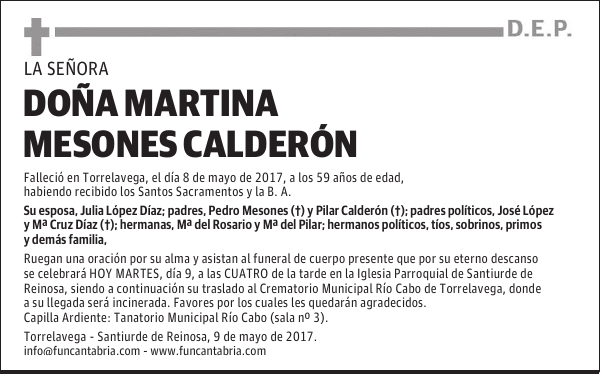 DOÑA MARTINA MESONES CALDERÓN