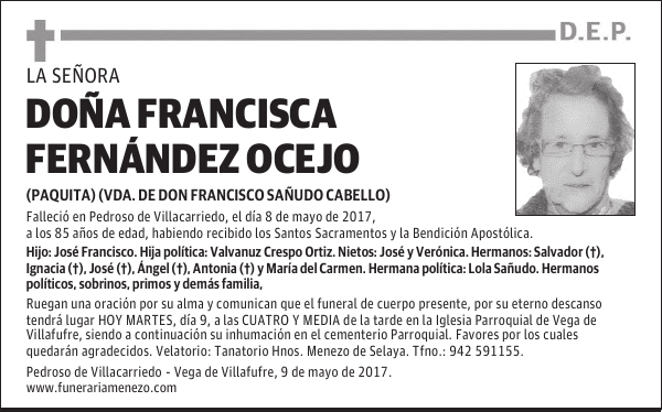 DOÑA FRANCISCA FERNÁNDEZ OCEJO