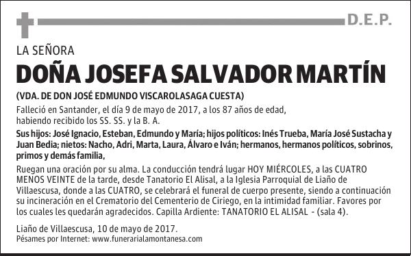 DOÑA JOSEFA SALVADOR MARTÍN