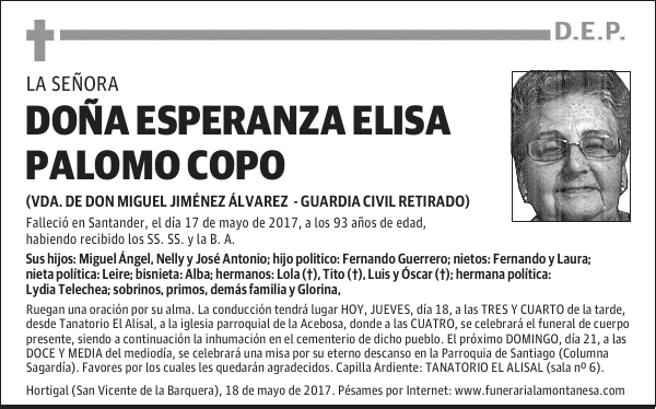 DOÑA ESPERANZA ELISA PALOMO COPO