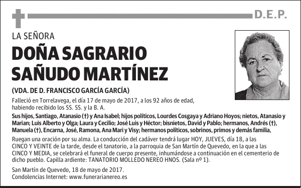 DOÑA SAGRARIO SAÑUDO MARTÍNEZ