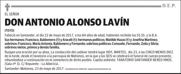 DON ANTONIO ALONSO LAVIN