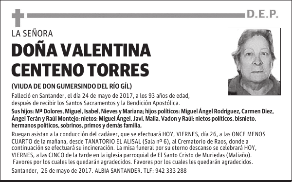 DOÑA VALENTINA CENTENO TORRES