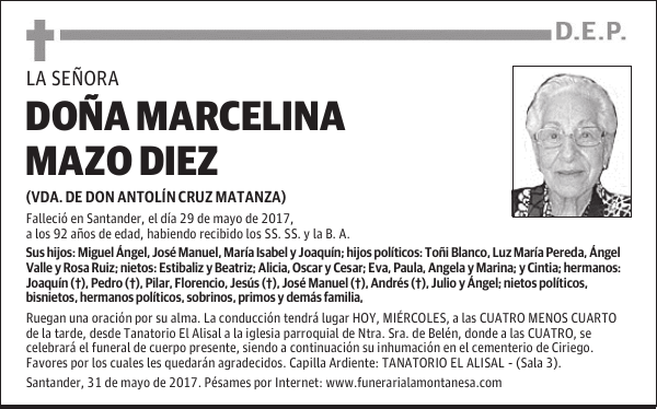 DOÑA MARCELINA MAZO DIEZ